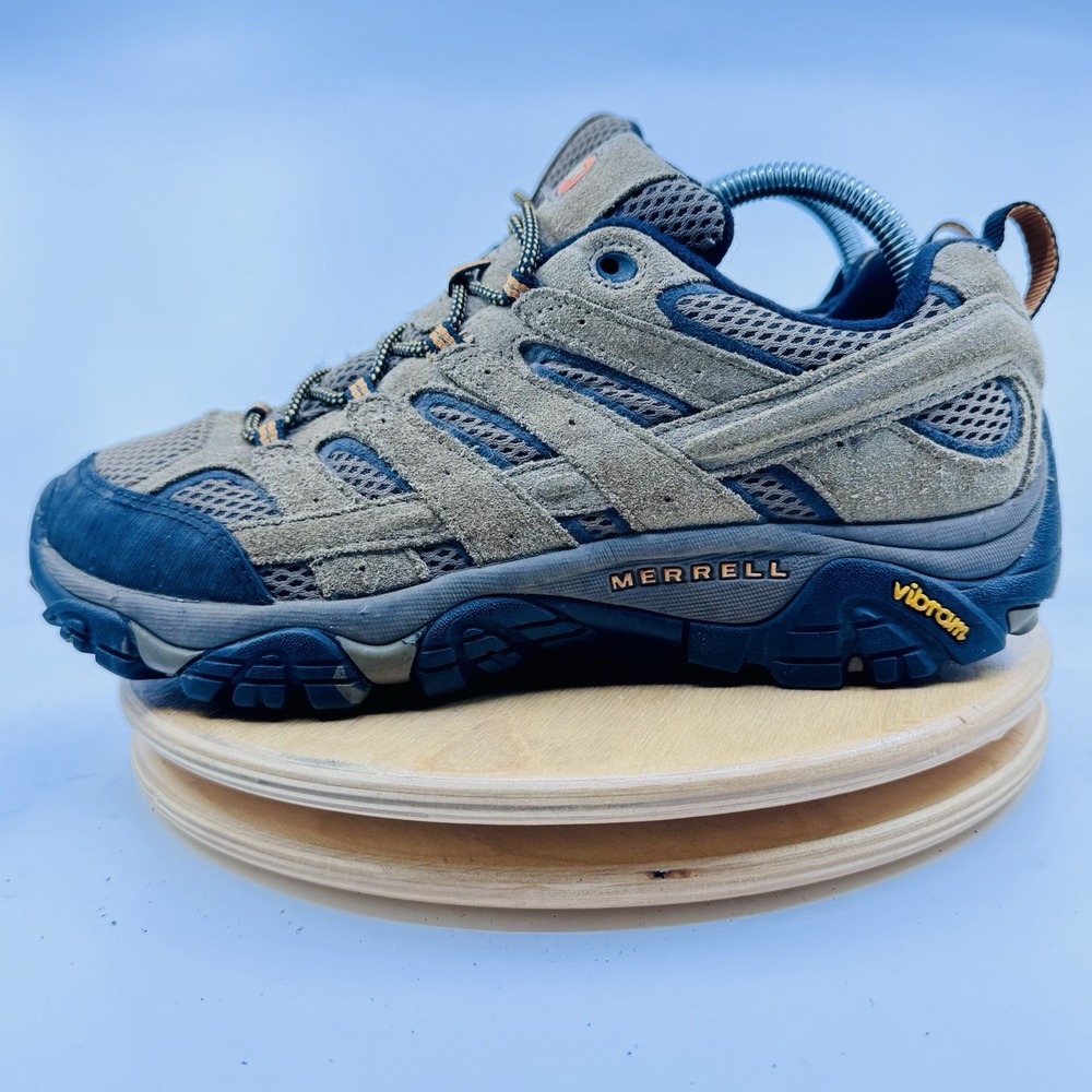 Merrell Moab 3 Hiking Shoes Mens 8 Boulder Brown Vibram Trail Sneakers Low Top